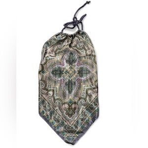 Ali & Kris Green Paisley Halter Silk Top with Purple Accents